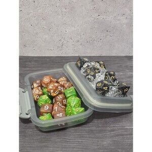 Forest & Shadow TTRPG Dice Set In Mini Storage Vault - Green & Earth DnD